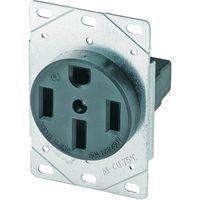 Eaton Cooper Wiring 1258-SP Power Receptacle, Flush Mounting, 3 -Pole, 125/250 V, 50 A, NEMA: NEMA 14-50R, Black