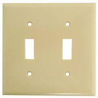 Eaton Wiring Devices 2139V-BOX Wallplate, 4-1/2 in L, 4-9/16 in W, 2 -Gang, Thermoset, Ivory, High-Gloss