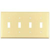 Eaton Wiring Devices 2154V-BOX Wallplate, 4-1/2 in L, 8.19 in W, 4 -Gang, Thermoset, Ivory, High-Gloss