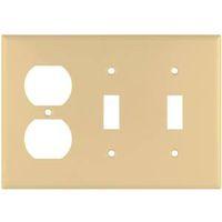 Eaton Wiring Devices 2158V-BOX Combination Wallplate, 4-1/2 in L, 6-3/8 in W, Standard, 3-Gang, Thermoset, Ivory, Flush
