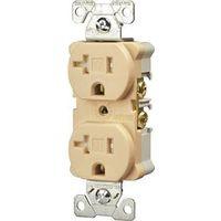 Eaton Wiring Devices TWRBR20V Duplex Receptacle, Nylon, Ivory, 2-Pole, 20 A, 125 V, Back, Side Wiring, NEMA: 5-20R