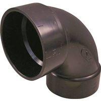 Canplas 102253LBC Sanitary Pipe Elbow, 3 in, Hub, 90 deg Angle, ABS, Black