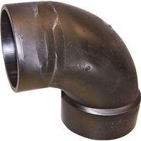 Canplas 102452LBC Sanitary Street Pipe Elbow, 2 in, Spigot x Hub, 90 deg Angle, ABS, Black