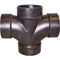 Canplas 102184BC Double Sanitary Cross, 3 in, Hub, ABS, Black