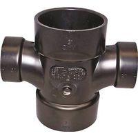 Canplas 102181BC Reducing Double Sanitary Pipe Tee, 3 x 2 in, Hub, ABS, Black