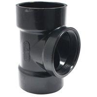 Canplas 102116SBC Test Pipe Tee, 3 in, Hub x FNPT, ABS, Black