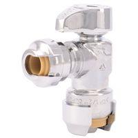 SharkBite 23048-0000LF Stop Valve, 1/2 x 1/4 in Connection, Compression, 200 psi Pressure, Brass Body, Chrome