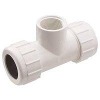 NDS CPT-0750-T Pipe Tee, 3/4 in, Compression x FNPT, PVC, White, SCH 40 Schedule, 150 psi Pressure