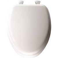 Mayfair 115EC-00 Toilet Seat with Cover, Elongated, Vinyl/Wood, White, Twist Hinge