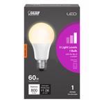 Feit Electric A800/3DIM/LEDI LED Bulb, General Purpose, 800 Lumens, 9 W, A19 Lamp, 60 W Equivalent, E26 Lamp Base