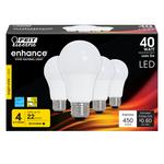 Feit Electric OM40DM/930CA/4 LED Lamp, 120 V, 450 Lumens, 5 W, A19 Lamp, 40 W Equivalent, E26 Lamp Base
