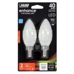 Feit Electric BPCTF40/927CA/FIL/2 LED Bulb, Specialty, Torpedo Tip Lamp, 40 W Equivalent, E12 Lamp Base, Dimmable