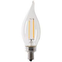 Feit Electric BPCFC40/950CA/FIL/4 LED Bulb, Decorative, 300 Lumens, 3.3 W, Flame Tip Lamp, 60 W Equivalent, Dimmable