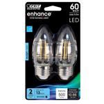 Feit Electric BPETC60/950CA/FIL LED Bulb, Decorative, B10 Lamp, 60 W Equivalent, E26 Lamp Base, Dimmable, Daylight Light