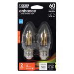 Feit Electric BPETC60/927CA/FIL/2 LED Bulb, Decorative, B10 Lamp, 60 W Equivalent, E26 Lamp Base, Dimmable