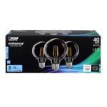 Feit Electric G2540/950CA/FIL/3/RP LED Bulb, Globe, 350 Lumens, 3.8 W, G25 Lamp, 40 W Equivalent, E26 Lamp Base, Clear