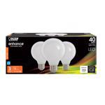 Feit Electric G2540W/927CA/FIL/3 LED Bulb, Globe, 350 Lumens, 3.8 W, 120 V, 40 W Equivalent, E26 Lamp Base, Dimmable
