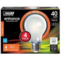 Feit Electric A1940/927CA/FIL/4 LED Bulb, General Purpose, 450 Lumens, 5 W, 120 V, 40 W Equivalent, E26 Lamp Base