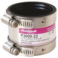 Fernco P3000-22 Transition Coupling, 2 in, PVC, SCH 40 Schedule, 4.3 psi Pressure