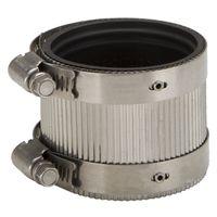 ProSource NHC-22 Coupling, 2 in, Cast Iron, Plastic and Steel Drain Pipes, Rubber/Stainless Steel