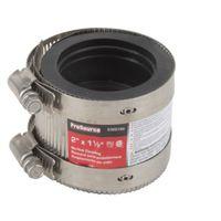 ProSource KJ-020 Coupling, 2 x 1-1/2 in, Cast Iron, Plastic and Steel Drain Pipes, Rubber/Stainless Steel