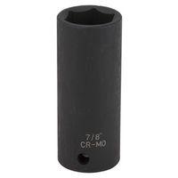 Vulcan MT6580178 Deep Impact Socket, 7/8 in Socket, 1/2 in Drive, Deep Drive, 6-Point, Chrome Molybdenum Steel