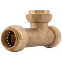 SharkBite UR3486A Center Slip Tee, 3/4 x 3/4 x 3/4 in, PTC x FNPT x PTC, Brass, 200 psi Pressure