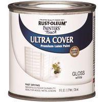 Rust-Oleum 1992730 Enamel Paint, Water, Gloss, White, 0.5 pt, Can, 120 sq-ft Coverage Area