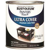 Rust-Oleum 1974730 Enamel Paint, Water, Semi-Gloss, Black, 0.5 pt, Can, 120 sq-ft Coverage Area