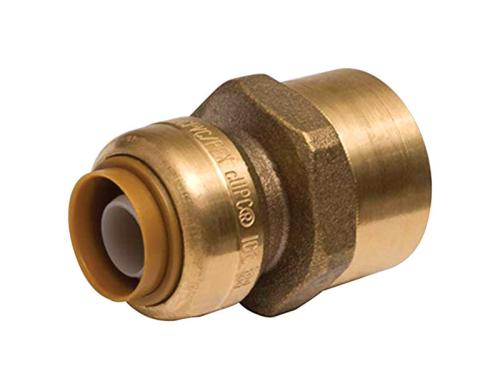 SharkBite U070LFA Pipe Connector, 3/8 x 1/2 in, FNPT, Brass, 200 psi Pressure