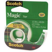 Scotch Magic 104 Office Tape, 450 in L, 1/2 in W, Plastic Backing