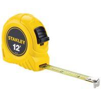 STANLEY 30-485 Measuring Tape, 12 ft L Blade, 1/2 in W Blade, Steel Blade, ABS Case, Yellow Case