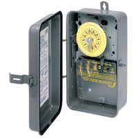 Intermatic T101R Mechanical Timer Switch, 40 A, 120 V, 3 W, 24 hr Time Setting, 12 On/Off Cycles Per Day Cycle, Gray