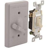 Hubbell 5141-5 Toggle Cover, 4-39/64 in L, 2-53/64 in W, Metal, Gray, Powder-Coated