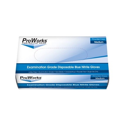 Gloves, Nitrile, Powder Free, Md,Blue,100/Bx