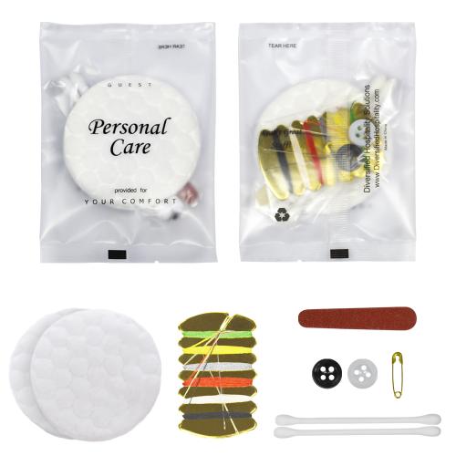 Diversified Hospitality Solutions Personal Care - Mending Kit on Card, Small Nail File, Set of Cotton Swabs & Cotton Rounds 500/case