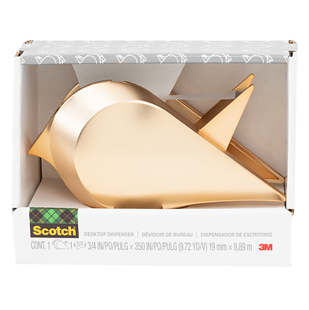 Scotch Bird Desktop Dispenser w/Tape, Gold