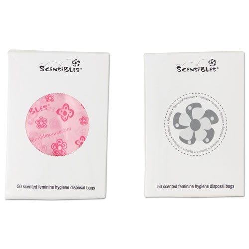Scensibles Personal Disposal Bags, 3 3/8W X 2D X 9 3/4H, Pink, 1200/Carton