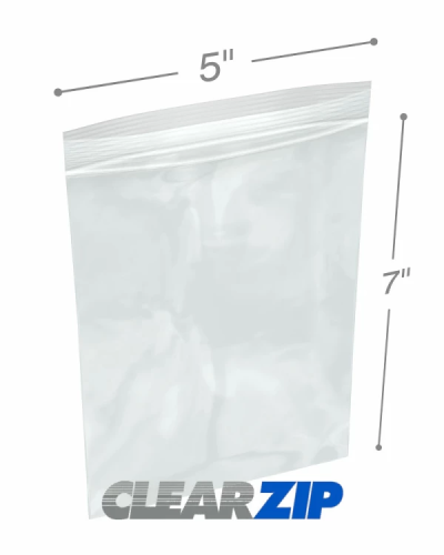 International Plastic Ziplock Bag 5X7 2Mil 100/PK