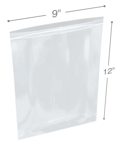 International Plastic 9" x 12" 2 Mil Clearzip Lock Top Bags 100/PK