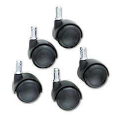 Safco TaskMaster Hard Floor Casters, Grip Ring Stem, 2" Wheel, Black, 5/Set