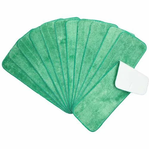 Microfiber Flat Wet Mop, 18", Green, 1 Dozen