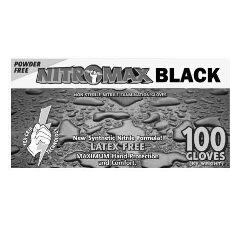 Emerald NitroMax Black Nitrile Exam Gloves,  5 Mil, Size Medium, 100/BX
