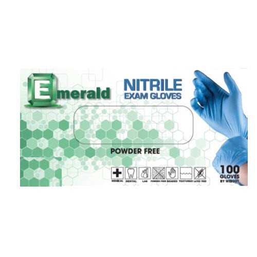 Emerald Powder-Free Nitrile Exam Gloves, 3 Mil, Size Small, 100/BX