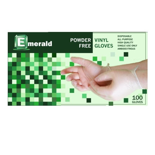 Emerald Shannon Powder-Free Vinyl Gloves, 5 Mil, Size Small, 100/BX