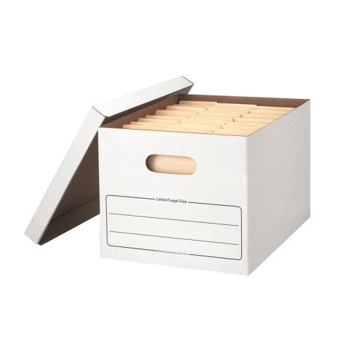 Fellowes Light Duty File Storage Box, Letter/Legal Files, 12 x 15 x 10, White, 12/CT