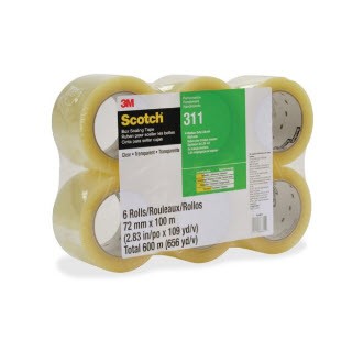 Scotch High Tack Box Sealing Tape 311+, 72MM X 100M, 24/CT