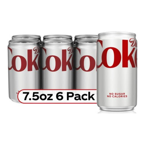 Diet Coke Soda, 7.5OZ Cans, 4/6 Packs