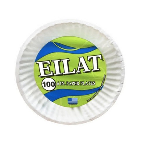 EILAT Uncoated Paper Plates, White, 6, 1000/CT