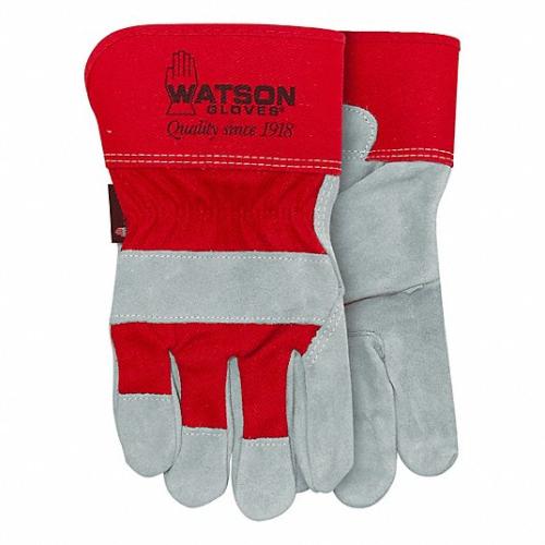 GLOVE MEAN MOTHER LARGE  SPLIT COWHIDE, RED COTTON